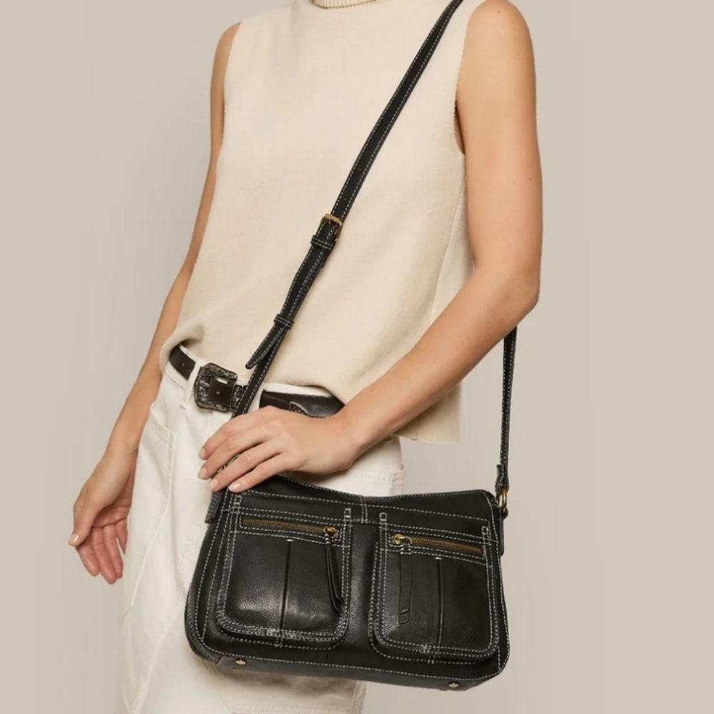 American Leather Co. Holton Black Cross Body Purse Bag